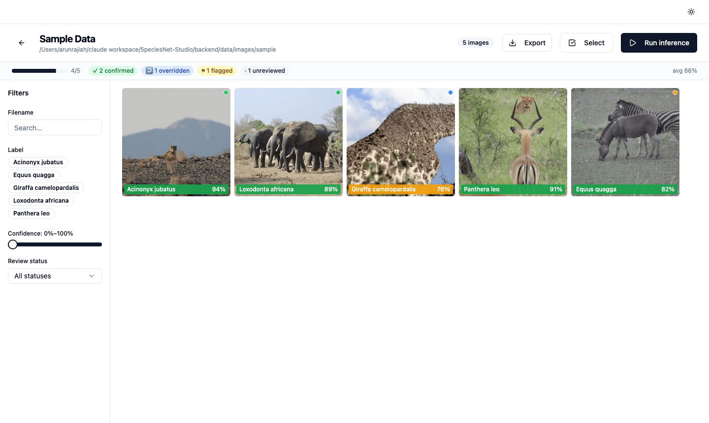 SpeciesNet Studio screenshot 2